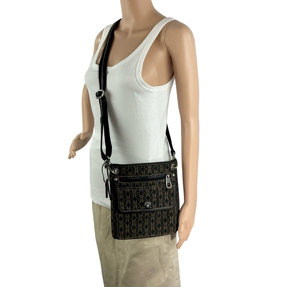 Fossil Monogram Crossbody Bag Brown Small Logo Print Purse